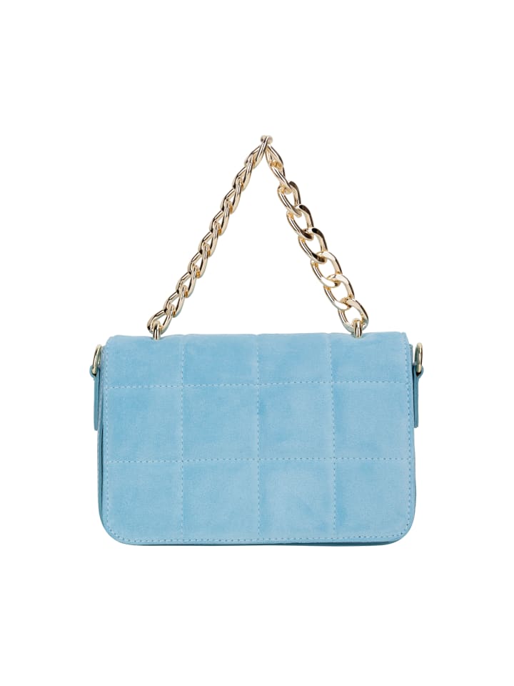 Damen Schultertasche Aus Leder in Hellblau