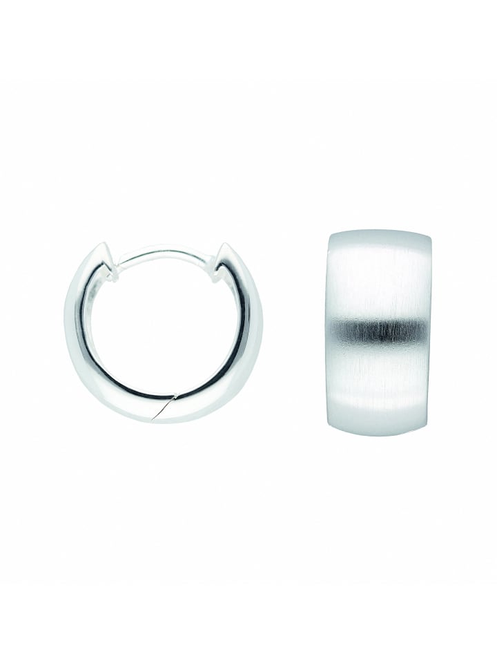 Damen 925 Silber Ohrringe / Creolen Ø 14 mm in silber