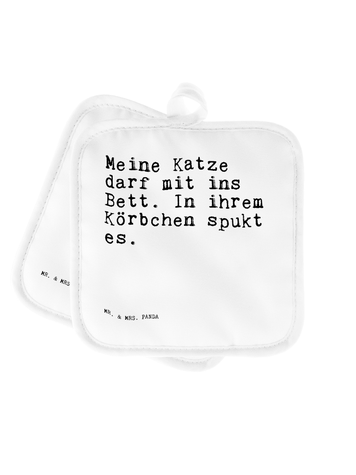 Topflappen Meine Katze darf mit... mit Spruch in Weiß