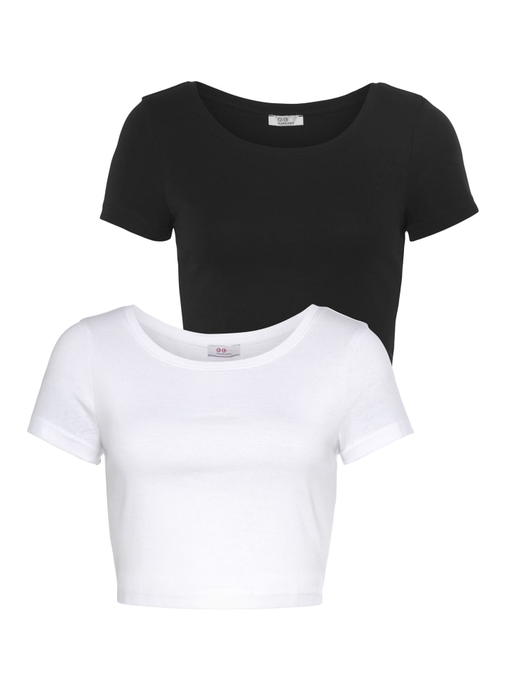 Kurzarmshirt in schwarz, weiß