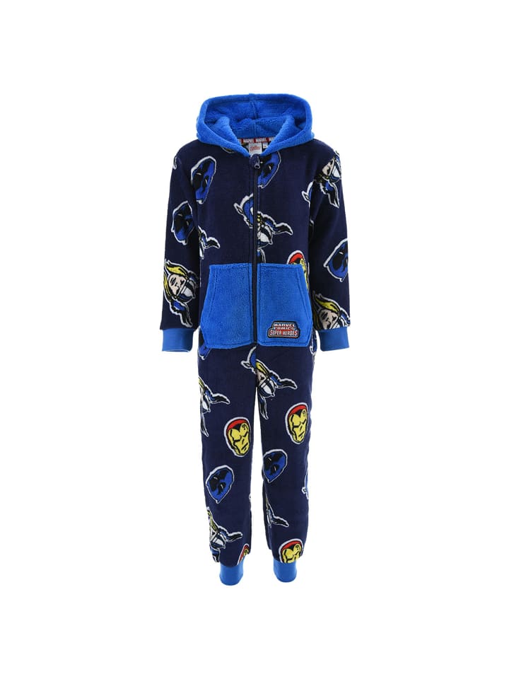 Schlafanzug Iron Man Thor Hulk Pyjama Overall in Dunkel-Blau