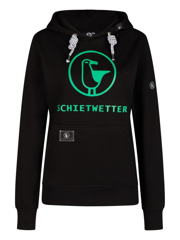 Hoodie "Gerti", Kapuzenpullover in black/neongreen