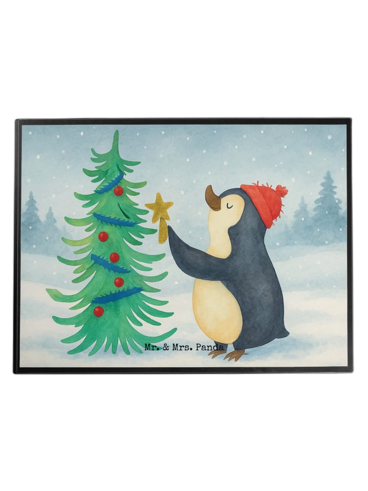 Tischpad Pinguin Weihnachtsbaum Design ohne Spruch in Weiß