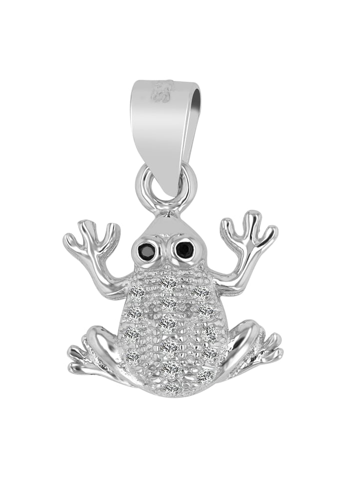 Damen Anhänger Frosch aus 925 Silber mit Zirkonia in silber
