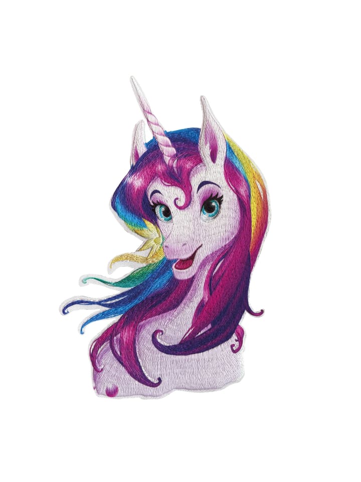 Bügelbild gestickt Einhorn in Bunt