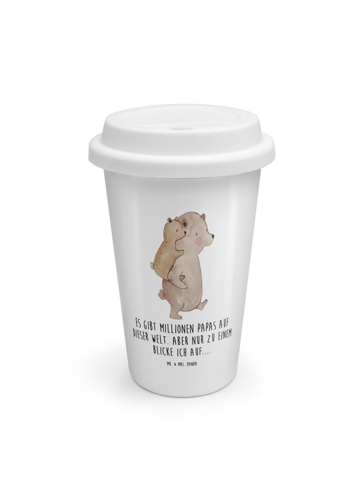 Kaffeebecher Papa Bär mit Spruch in Weiß
