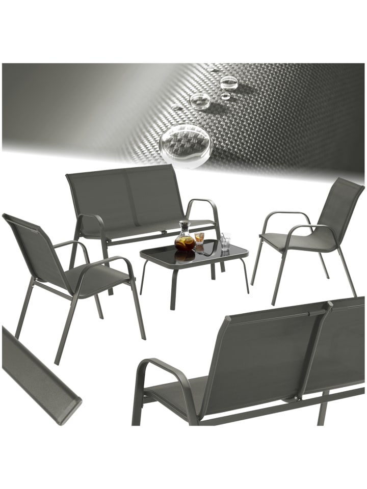 Outdoor-Lounge für 4 Personen, mit getönter Sicherheitsglasplatte