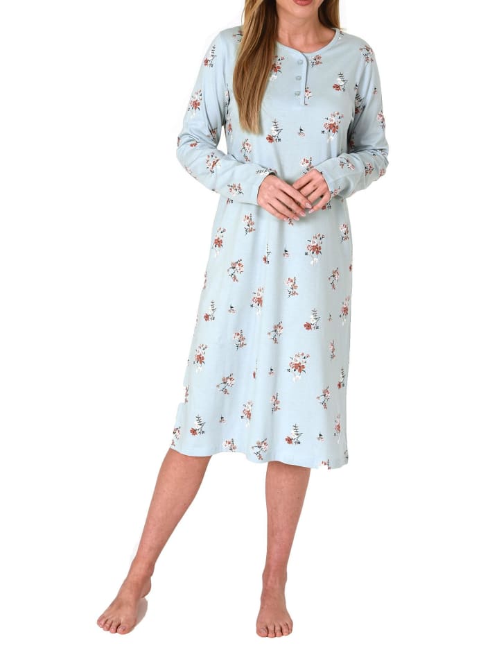 Floral Nachthemd Knopfleiste - 82956 in weiss