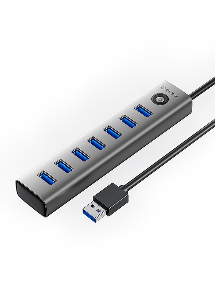 CL7U-U3 USB Hub 7× USB-A 3.0 + USB-C Grau