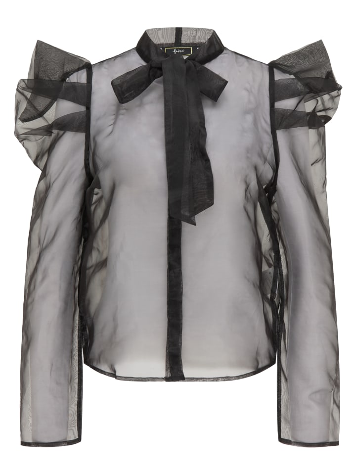 Damen Organza Bluse in Schwarz