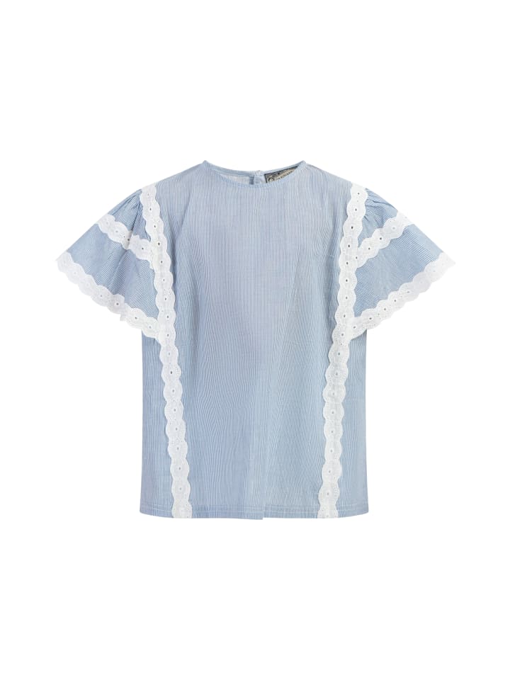 Mädchen Blusenshirt in Hellblaue Dünne Streifen