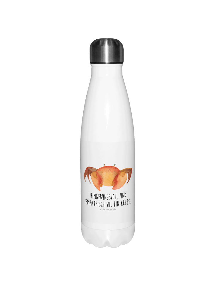 Trinkflasche Sternzeichen Krebs mit Spruch in Weiß