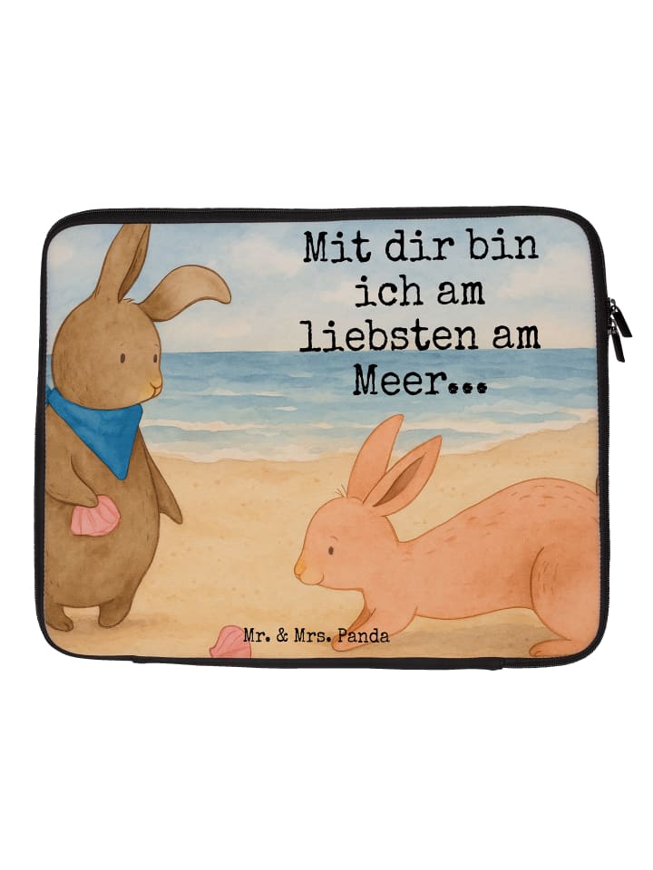 Laptop Tasche Hasen Muschel Design mit Spruch in Weiß