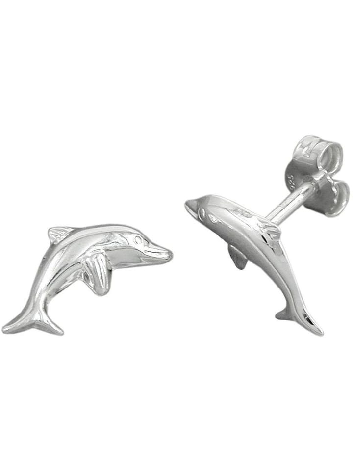 Ohrstecker Ohrring 12x6mm springender Delfin Silber 925 in silber