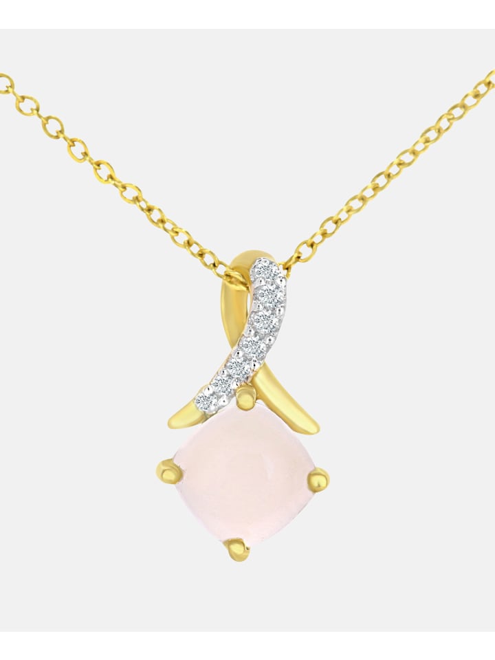 Halskette mit Anhänger aus 375 Gelbgold mit Diamant mit Opal