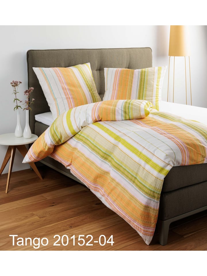 Baumwoll Bettwäsche Tango in orange grün