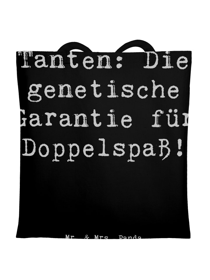 Tragetasche Tanten Doppelspaß mit Spruch in Schwarz
