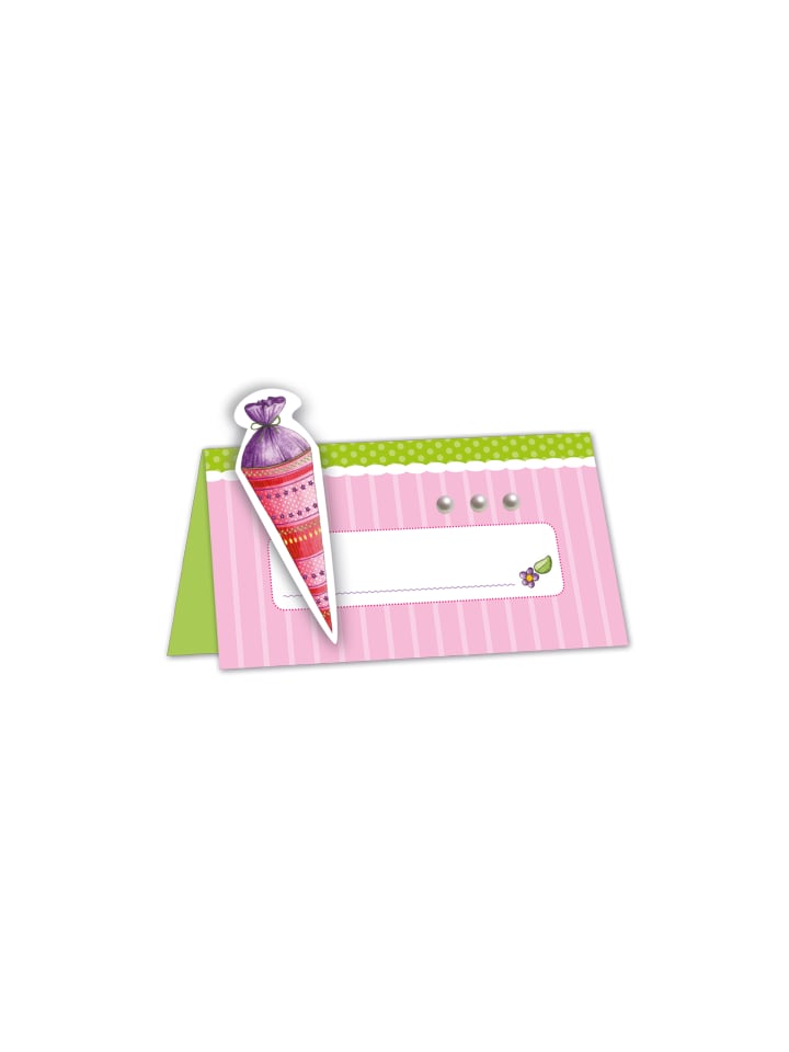 3D-Tischkarte Hallo Schule 6er Blister in Pink