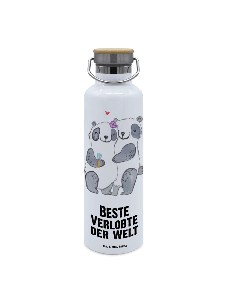 Trinkflasche Panda Beste Verlobte der Welt mit ... in Weiß
