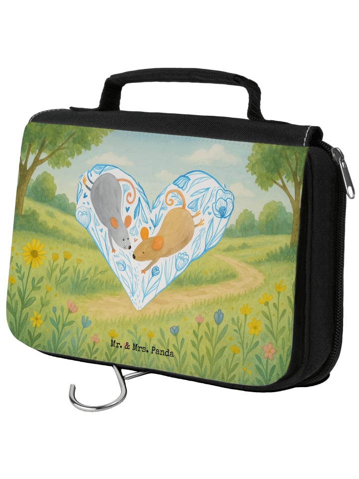 Waschtasche Mäuse Herz Design ohne Spruch in Weiß