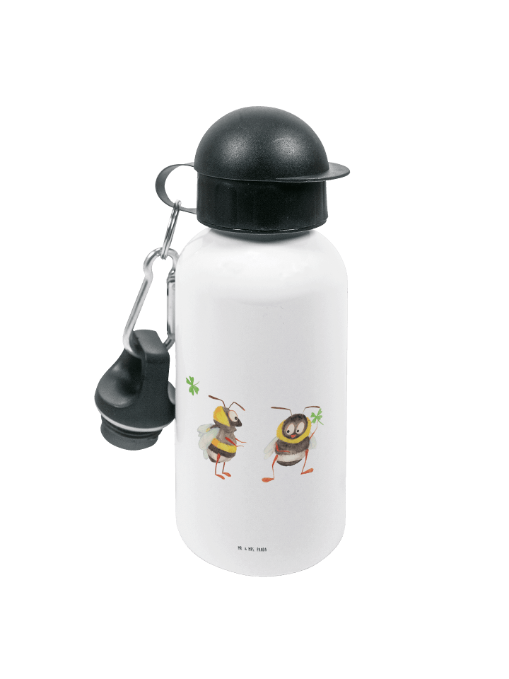 Sportflasche Hummeln Kleeblatt ohne Spruch in Weiß