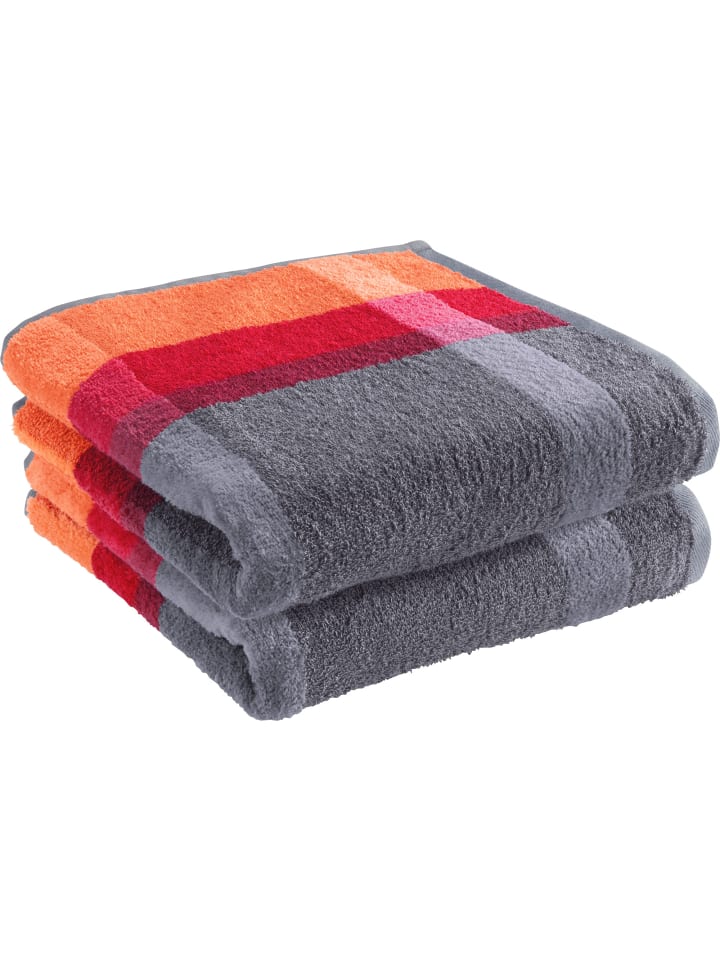 Frottier, Jacquard Duschtuch 2er-Pack in orange
