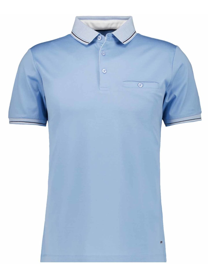 Poloshirt mit Brusttasche aus Baumwolle in Hellblau