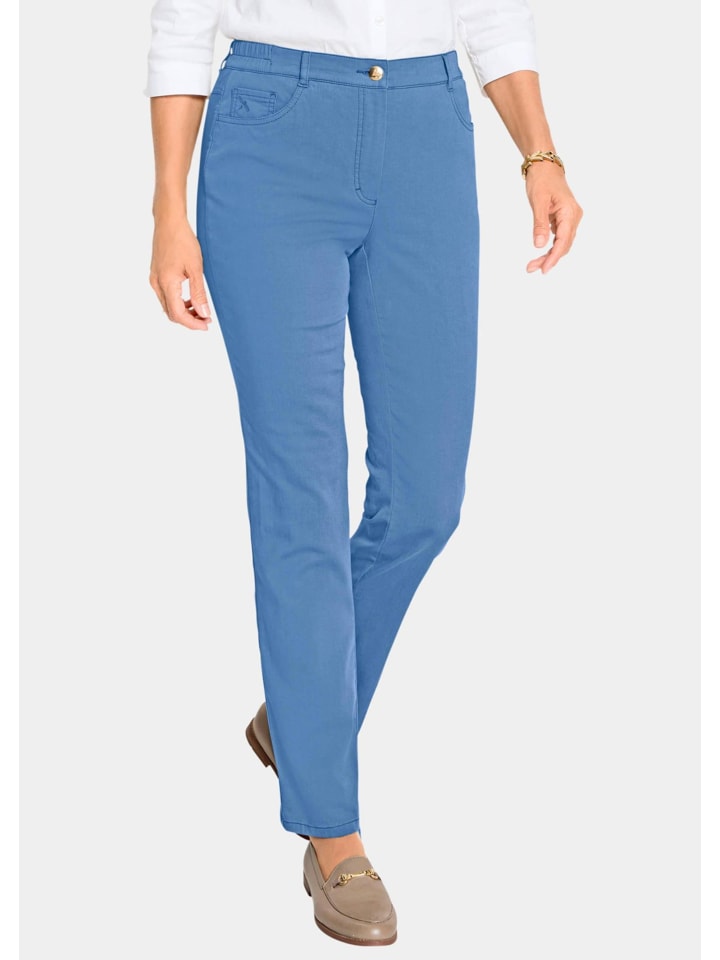 Kurzgröße: Baumwollhose mit Teildehnbund in jeansblau