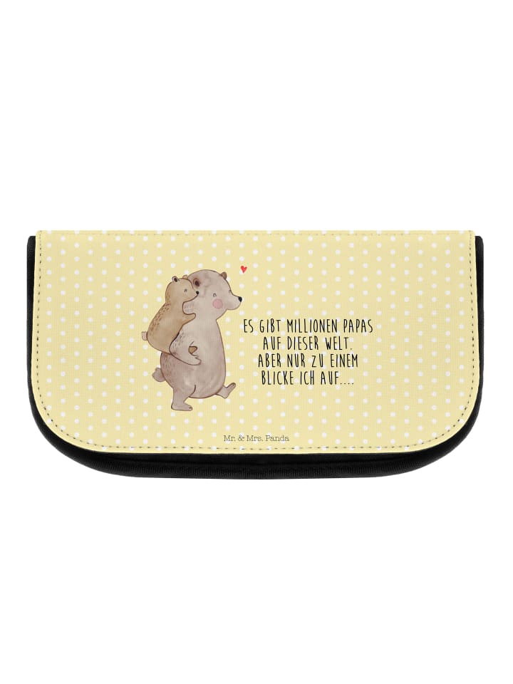 Waschbeutel Papa Bär mit Spruch in Gelb Pastell