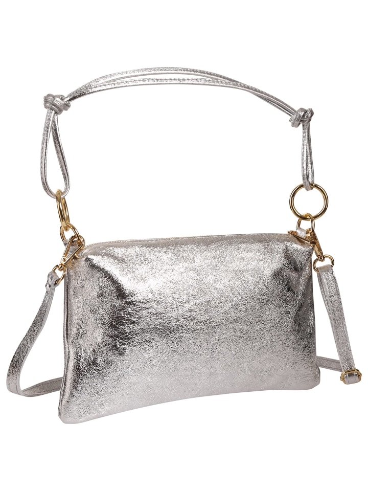 Toscanto Umhängetasche Leder silber ca. 28cm