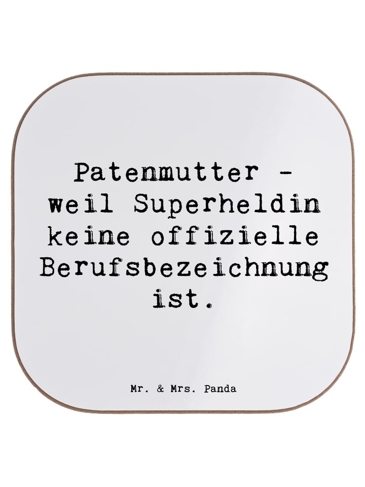 Untersetzer Patenmutter Superheldin mit Spruch in Weiß