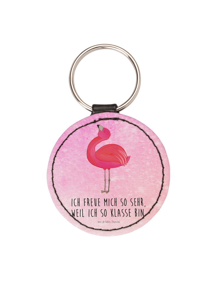Anhänger Flamingo Stolz mit Spruch in Aquarell Pink