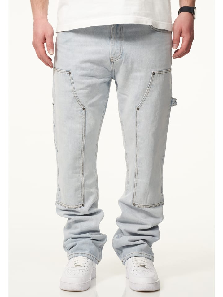 Jeans - DCPONTON Lange Carpenter Hose Straight-Fit Loose-Fit in Ice Blue