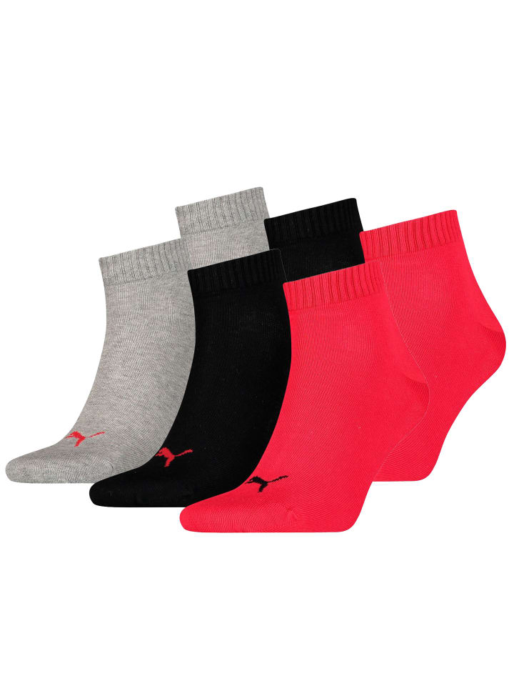 Socken PUMA UNISEX QUARTER PLAIN 3P in 232 - black / red