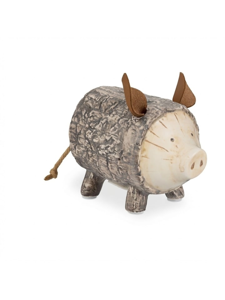 2 x Sparschwein in Braun/ Weiß - (B)9 x (H)13 x (T)16,5 cm