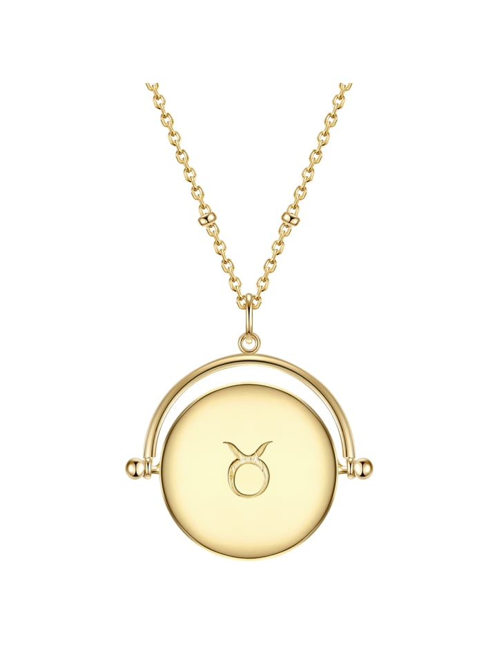 Halskette Sternzeichen Stier aus Sterling Silber mit Zirkonia in gelbgold