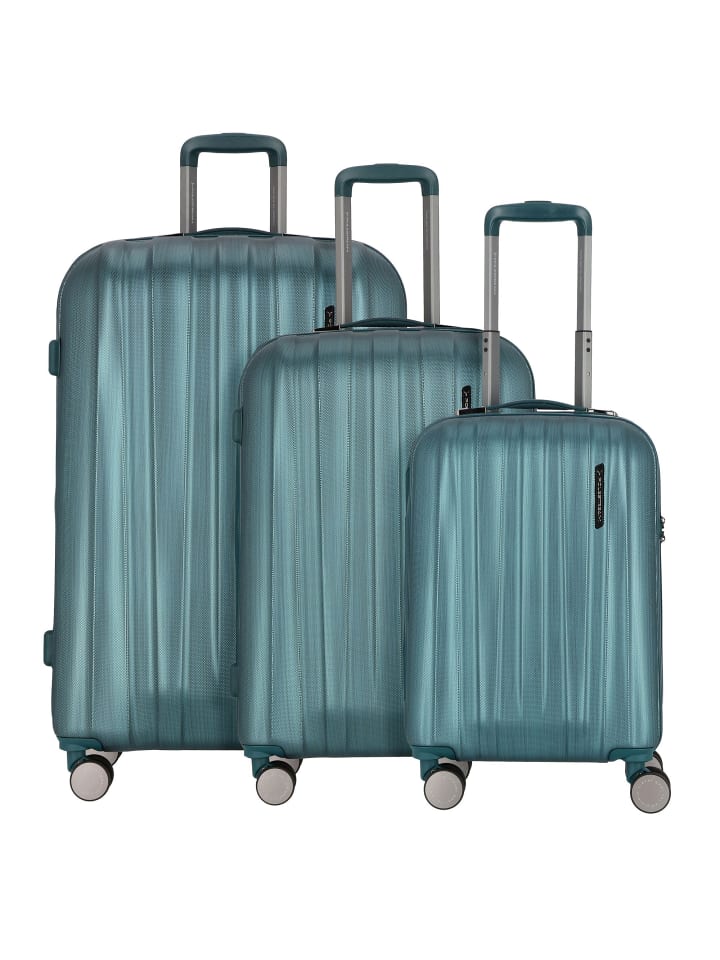 Moonrock 4 Rollen Kofferset 3-teilig mit Dehnfalte deepsea green brushed
