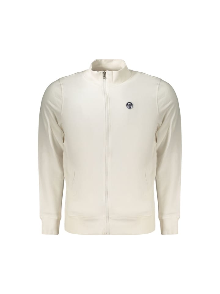 Weiß Baumwolle Herren Sweatjacke