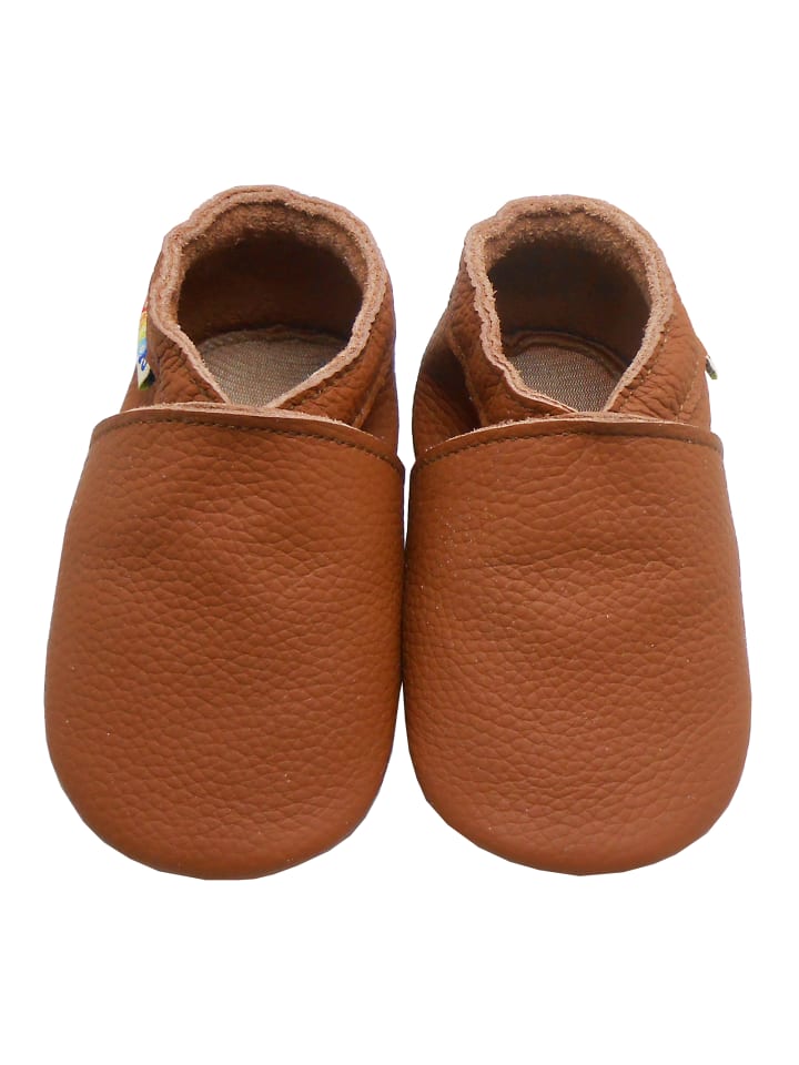 Baby Leder Krabbelschuhe, mit rutschfester harter Sohle – Braun