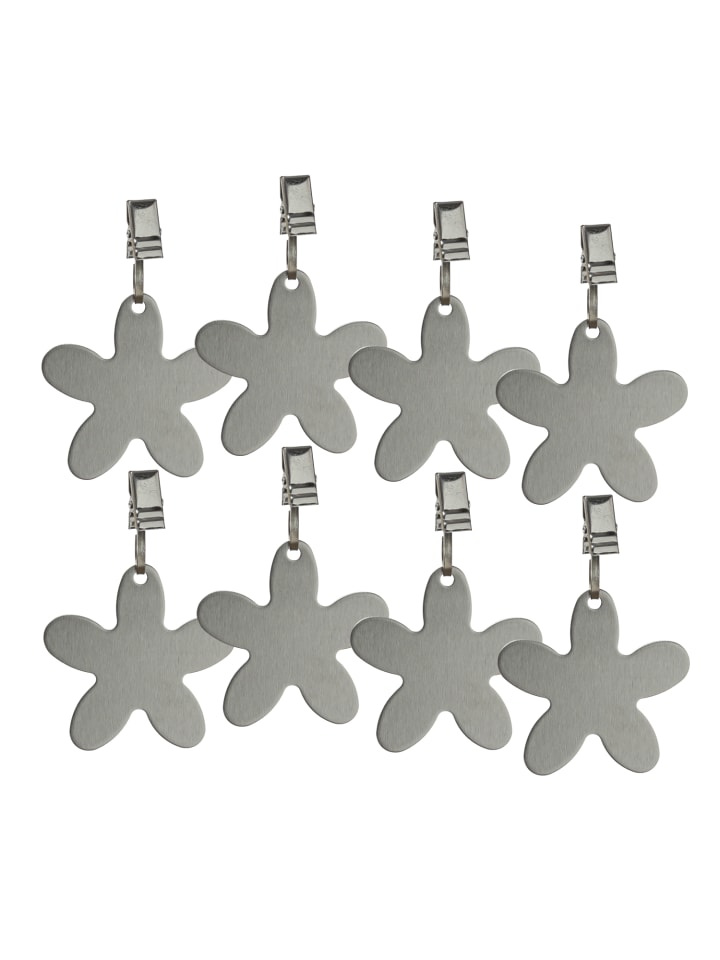 8x Tischdeckenbeschwerer BLUME Tischtuchklammer in silber