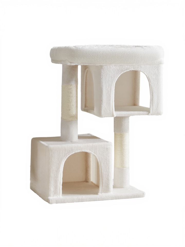 Katzenbaum Clawfy in Weiß - (B)48 x (H)101 x (T)68 cm