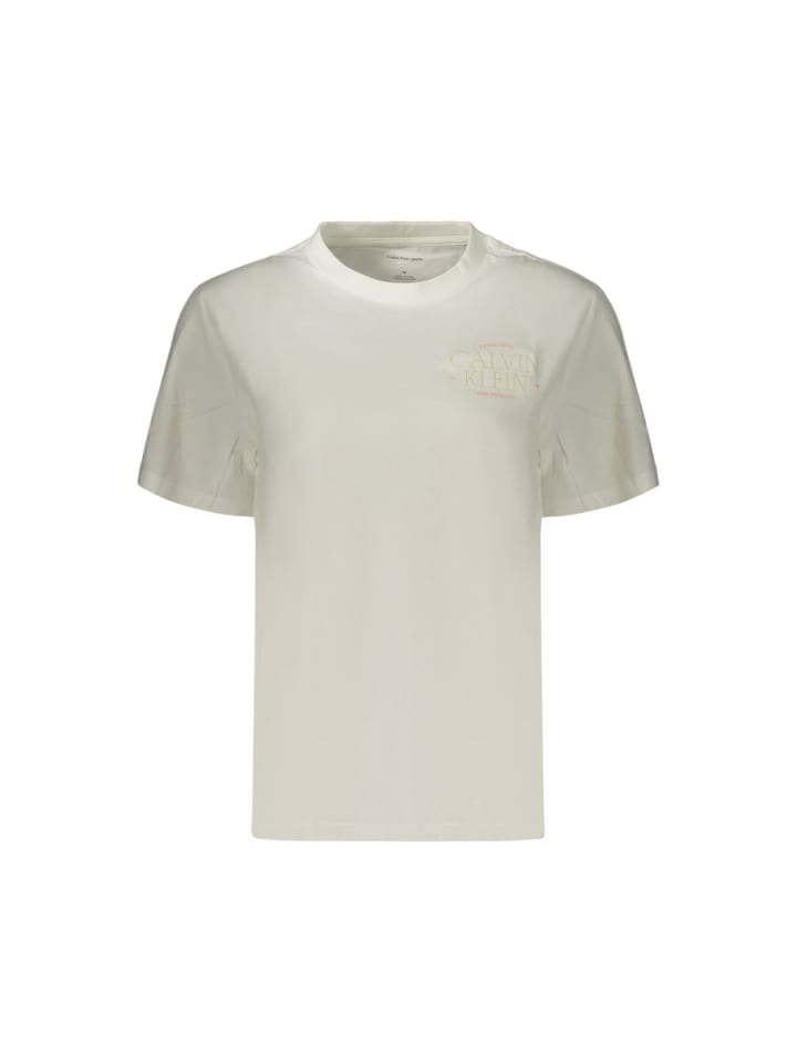 Weiß Baumwolle Damen T-Shirt