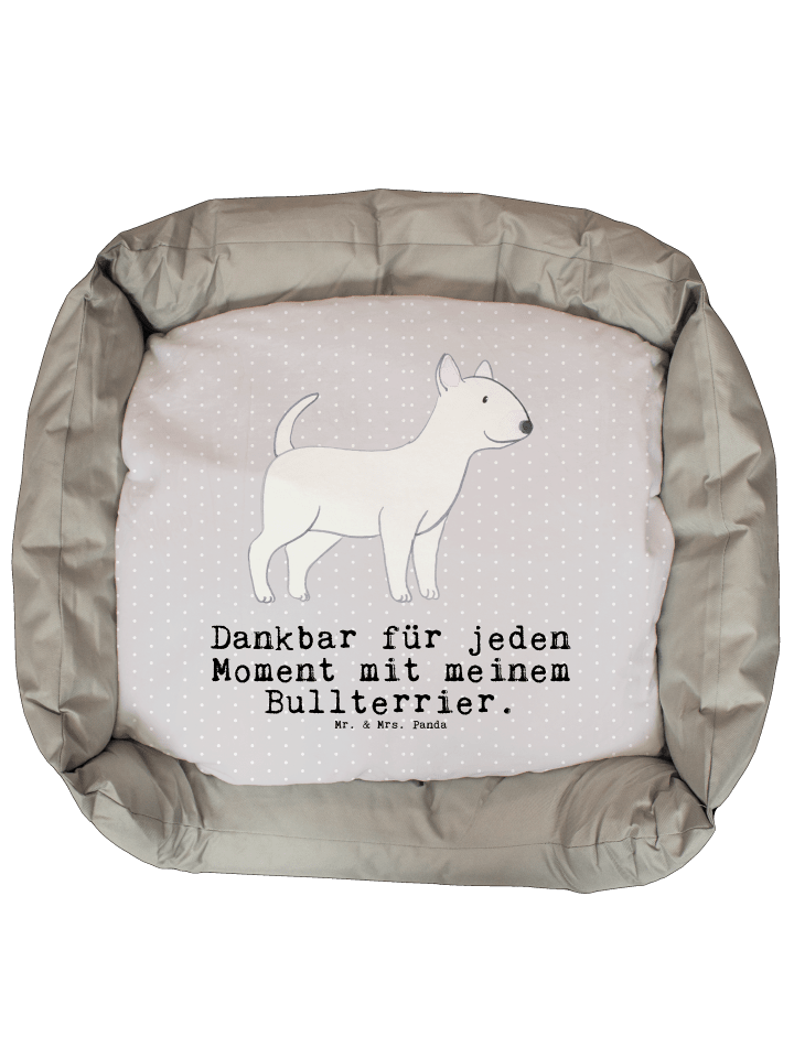 Hundematte Bullterrier Moment mit Spruch in Grau Pastell