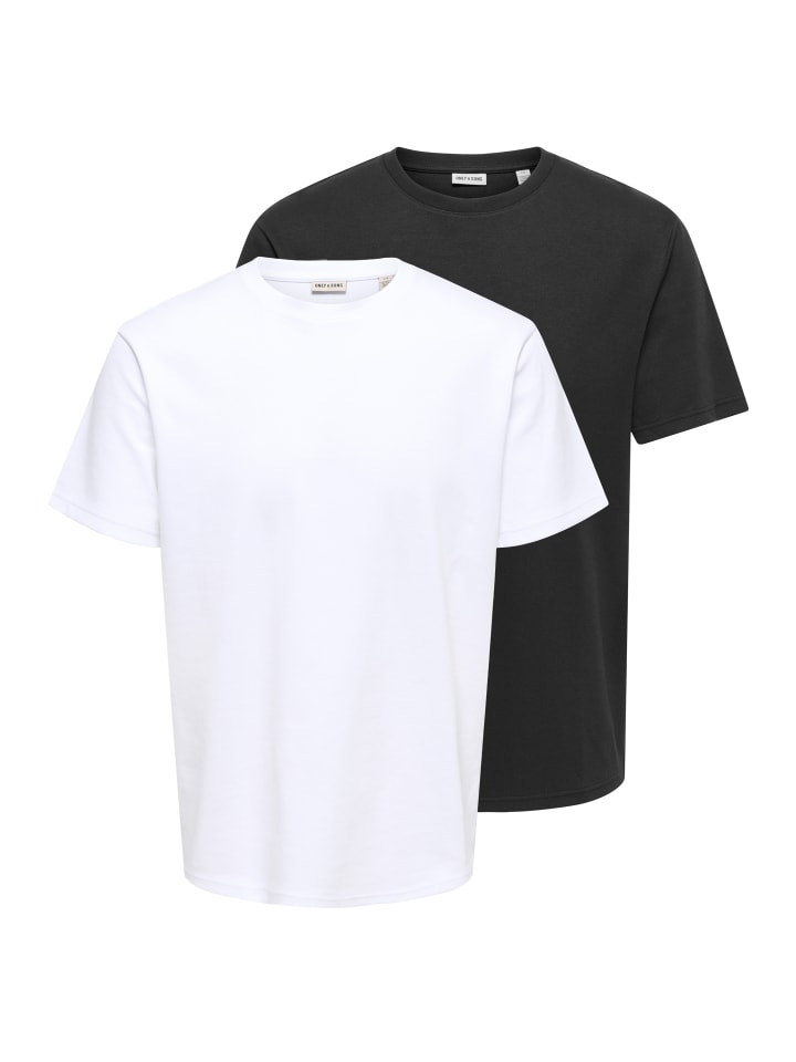 T-Shirt Caspian in Schwarz / weiß