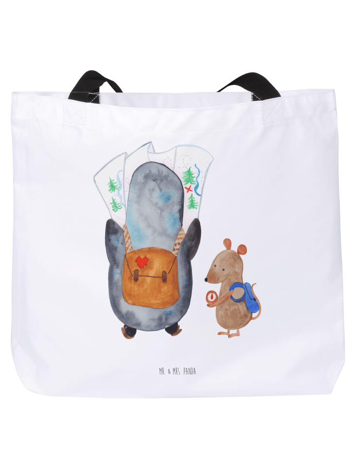 Shopper Pinguin & Maus Wanderer ohne Spruch in Weiß