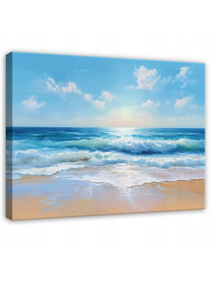 Leinwandbild Strand in Blau