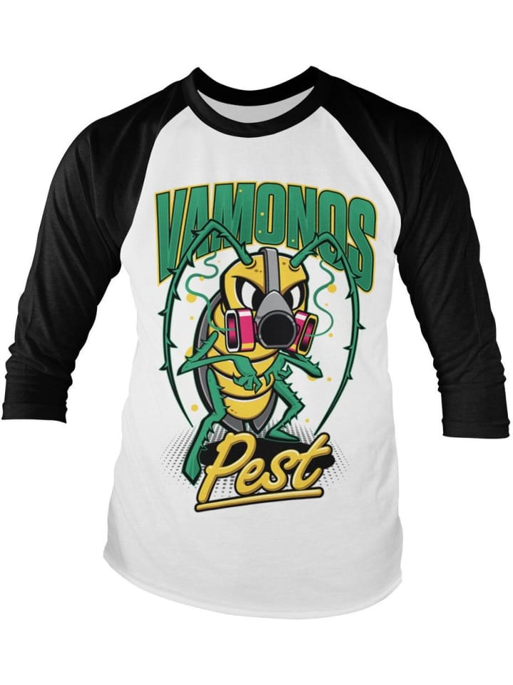 Longsleeve "Vamanos Pest Bug Baseball Long Sleeve Tee" in Weiß