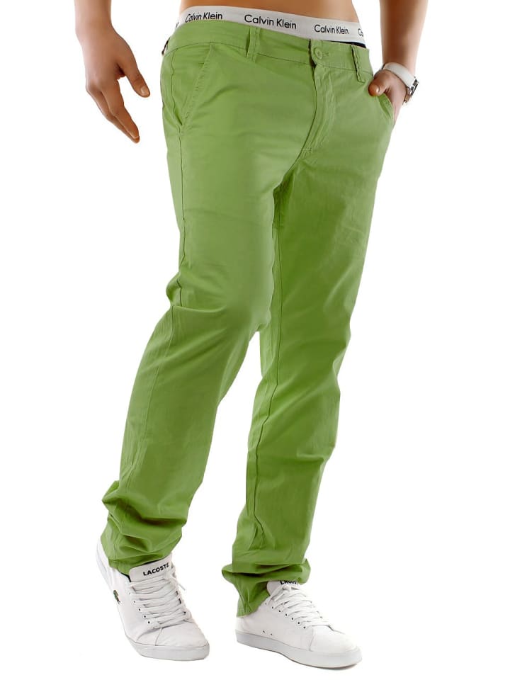 Chino Hose Stretch Jeans Stoffhose in Grasgrün