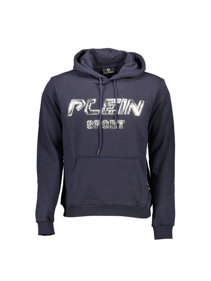 Blau Baumwolle Herren mit Kapuze Sweatshirt