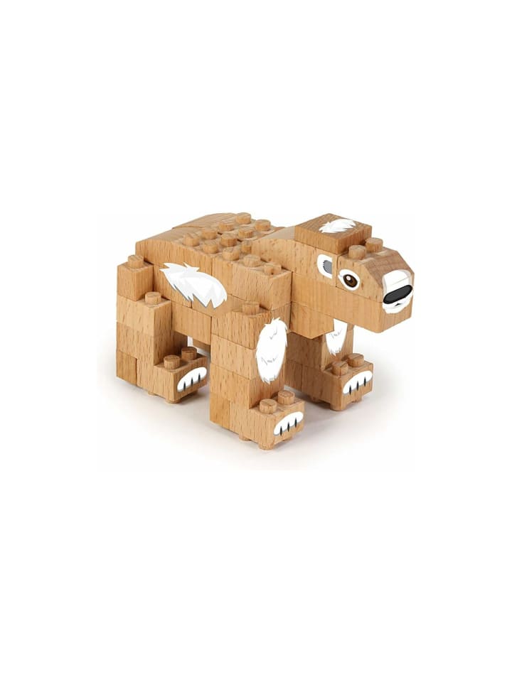 Wooden Polar Bear Holzbausteine, Klemmbausteine aus Buchenholz in Braun